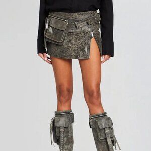 Retrofete Black Leather Skirt